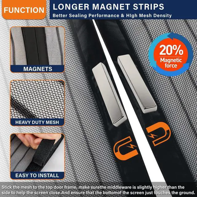 Alt view image 3 of 6 - Mesh Screen with Magnetic Closure-Keeps Bugs Out Let Breeze in, Heavy Duty - Pet and Kid Friendly, Works with Front, Sliding Doors (38 x 82 Inch)