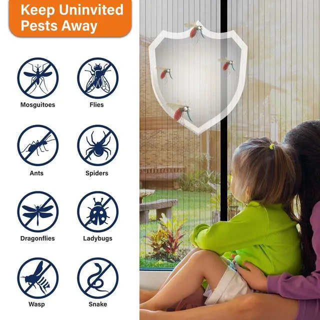 Alt view image 5 of 6 - Mesh Screen with Magnetic Closure-Keeps Bugs Out Let Breeze in, Heavy Duty - Pet and Kid Friendly, Works with Front, Sliding Doors (38 x 82 Inch)