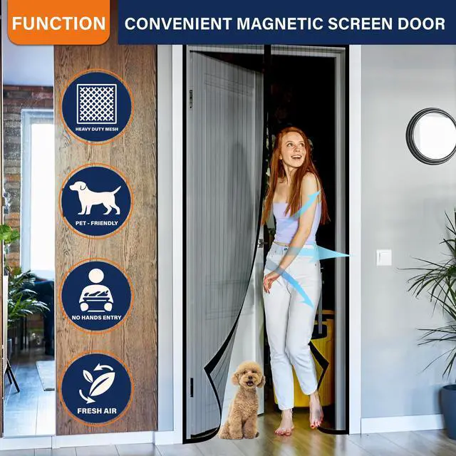 Alt view image 6 of 6 - Mesh Screen with Magnetic Closure-Keeps Bugs Out Let Breeze in, Heavy Duty - Pet and Kid Friendly, Works with Front, Sliding Doors (38 x 82 Inch)