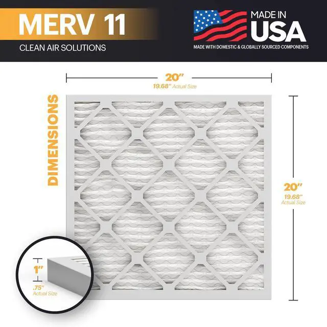 Alt view image 2 of 6 - TruFilter 20x20x1 Air Filter MERV 11 (6-Pack) - MADE IN USA - Allergen Defense Electrostatic Pleated Air Conditioner HVAC AC Furnace Filters for Allergies, Dust, Pet, Smoke, Allergy MPR 1200 FPR 7