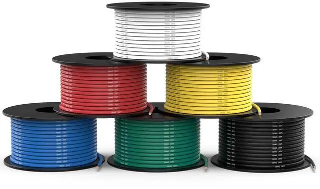 Main image of 18 Gauge Wire, Tinned Copper Silicone 18 AWG Automotive Wire, 180FT | 200°C, High Conductivity, Flexible 18 AWG Stranded Wire, 18 AWG Wire for Automotive, LED, DIY, Circuit (6 Colors 30ft/Spool)