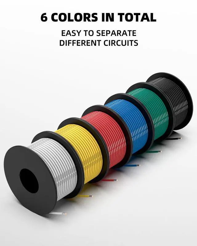 Alt view image 4 of 7 - 18 Gauge Wire, Tinned Copper Silicone 18 AWG Automotive Wire, 180FT | 200°C, High Conductivity, Flexible 18 AWG Stranded Wire, 18 AWG Wire for Automotive, LED, DIY, Circuit (6 Colors 30ft/Spool)