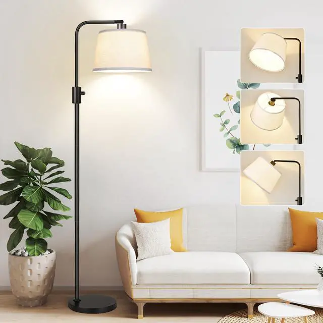 Main image of Upgraded Dimmable Floor Lamp, 1000 Lumens LED Edison Bulb Included, Arc Floor Lamps for Living Room Modern Standing Lamp with Linen Shade, Tall Lamp for Bedroom Office Dining Room- Black