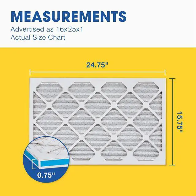 Alt view image 5 of 7 - Air Filter 16x25x1 MERV 8 AC Filter, HVAC, Furnace Filter, 6 Pack | ACTUAL SIZE (15.75 x 24.75 x 0.75) AC Filter, HVAC, Furnace Filter Captures Dust, Lint & Pollen MERV 8