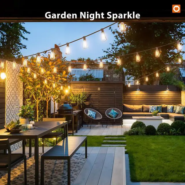 Alt view image 7 of 7 - 200(50FT*4) Outdoor String Lights with Remote LED Edison Waterproof | Plastic ST38 Shatterproof Bulbs, Extra Long Lighting, Hanging for Patio Outside Backyard Pergola Bistro Porch Garden Party