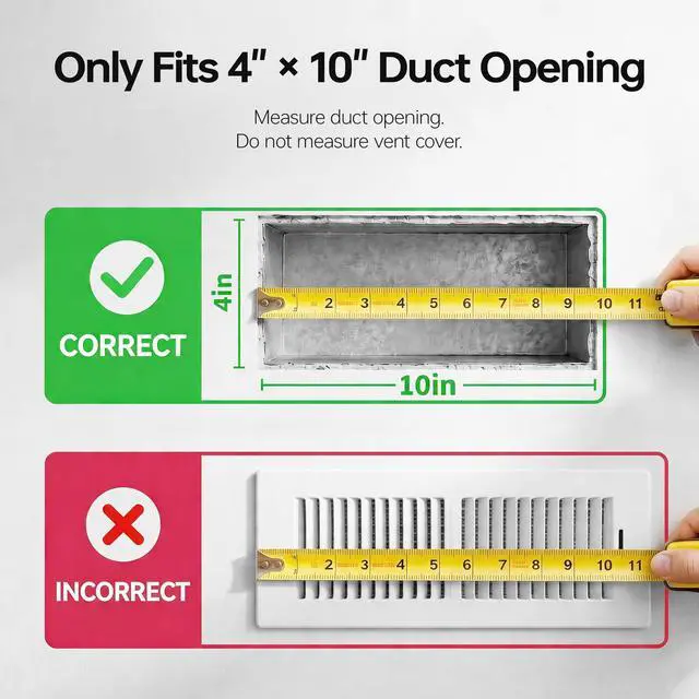 Alt view image 2 of 7 - Quiet Smart Register Booster Fan Fits 4" x 10" Vent Opening, White | Smart Heating Cooling AC Vent Fan, Temp-Based Auto On/Off, 10-Speed Remote, Thermostat Control, Power-Off Memory