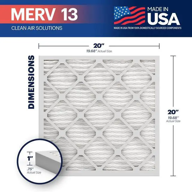Alt view image 2 of 7 - TruFilter 20x20x1 MERV 13 (4-Pack) AC Furnace Air Filter - MADE IN USA - Electrostatic Pleated Air Conditioner HVAC AC Furnace Filters - Removes Pollen, Mold, Bacteria, Smoke