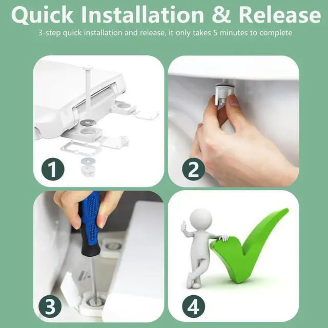 Alt view image 4 of 6 - Toilet Seat Round Soft Close16.5'', Toilet Lid Slow Close Quiet No Slam, Easy Installation & ReleaseSafe PP Material Easy Clean, Comfortable Ergonomic Design, 2 Years Support, White Plastic