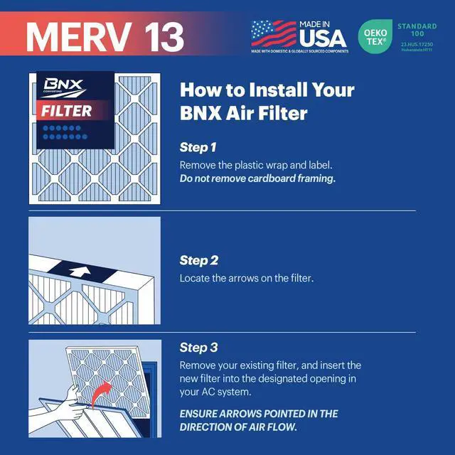 Alt view image 7 of 7 - TruFilter 20x20x1 MERV 13 (4-Pack) AC Furnace Air Filter - MADE IN USA - Electrostatic Pleated Air Conditioner HVAC AC Furnace Filters - Removes Pollen, Mold, Bacteria, Smoke