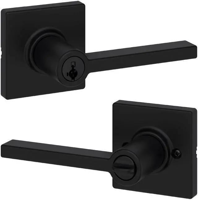 Main image of Casey Entry Door Handle with Lock and Key, Secure Keyed Reversible Lever Exterior, For Front Entrance and Bedrooms, Matte Black, Pick Resistant Smartkey Rekey Security and Microban