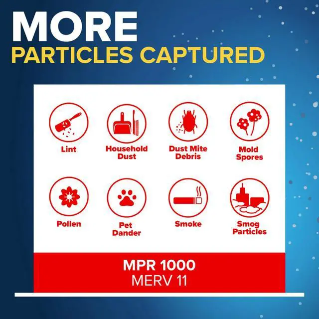 Alt view image 5 of 7 - 20x25x5 Air Filter MERV 11, MPR 1000 Micro Allergen Defense 2-Pack, Fits Lennox, AC Furnace HVAC Filters for Home, Pleated Electrostatic (Actual Size 19.63 x 24.75 x 4.31 in)