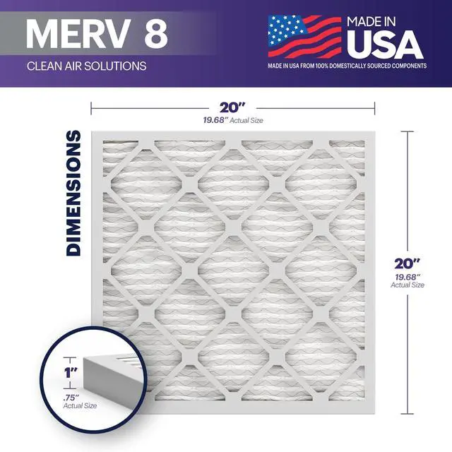 Alt view image 2 of 7 - TruFilter 20x20x1 Air Filter MERV 8 (6-Pack) - MADE IN USA Dust & Pet Defense Electrostatic Pleated Air Conditioner HVAC AC Furnace Filters for Dust, Pet, Mold, Pollen MPR 600 700 & FPR 5