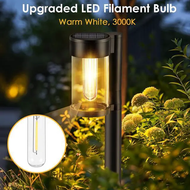 Alt view image 4 of 7 - Solar Pathway Lights Outdoor, 10 Pack Metal & Glass Solar Lights Outdoor Waterproof Landscape Path Lights for Yard Walkway Garden Decor, Warm White