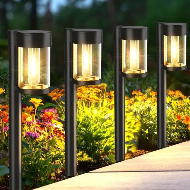 Alt view image 7 of 7 - Solar Pathway Lights Outdoor, 10 Pack Metal & Glass Solar Lights Outdoor Waterproof Landscape Path Lights for Yard Walkway Garden Decor, Warm White