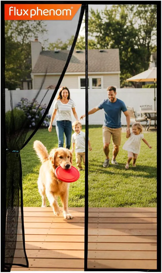 Main image of Magnetic Screen Door - Bugs Out, Breeze in - 9min Install Auto-Sealing Heavy Duty Double Stitched Mesh, 52 Magnets, Hands Free Sliding & Patio Doors Net, Pet & Kid Friendly, 38 x 82 Inch