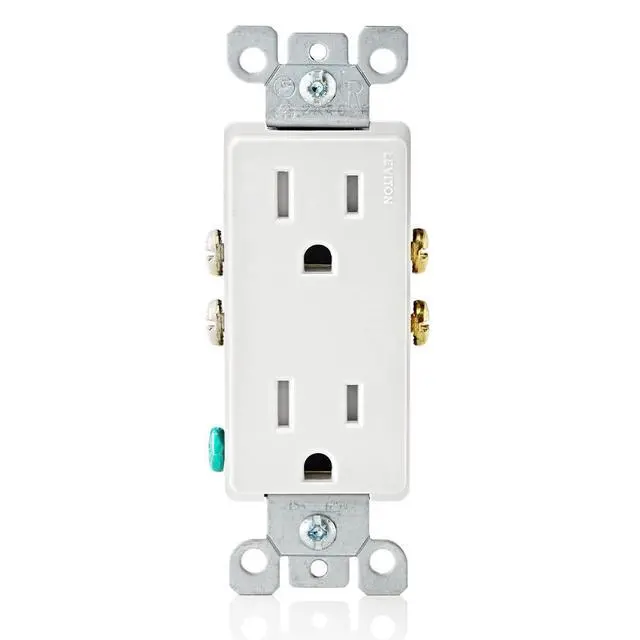 Alt view image 3 of 7 - 15 Amp Decora Tamper-Resistant Duplex Electrical Wall Outlet, 10 Pack, T5325-WMP, White