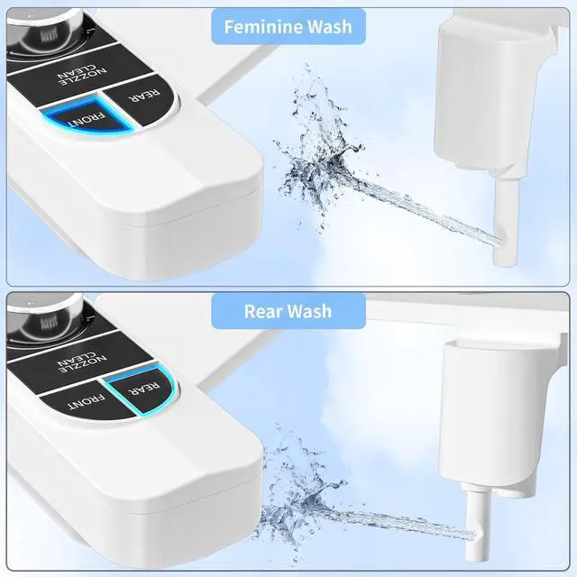 Alt view image 2 of 7 - Non-Electric Bidet Attachment for Toilet Self-Cleaning Dual Nozzle (Frontal & Rear Wash), Adjustable Water Pressure, Fits Most Toilets, Easy Installation (Classic Black/Silver)