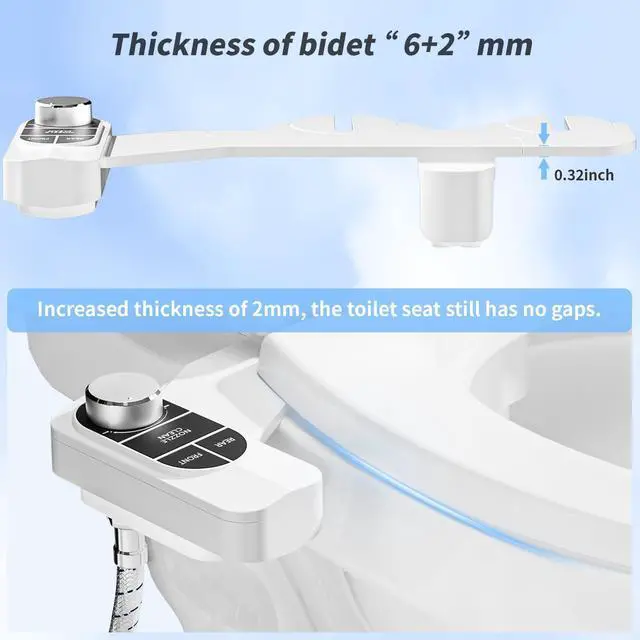 Alt view image 4 of 7 - Non-Electric Bidet Attachment for Toilet Self-Cleaning Dual Nozzle (Frontal & Rear Wash), Adjustable Water Pressure, Fits Most Toilets, Easy Installation (Classic Black/Silver)