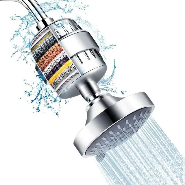 Main image of Shower Head with Shower Filter, Filtered Shower Head for Hard Water | High Pressure, Anti-clog Nozzles, 5 Spray Showerhead, 15 Stage Water Softener Filters, Remove Chlorine and Harmful Substances