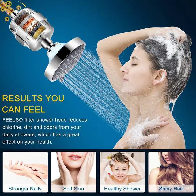 Alt view image 3 of 6 - Shower Head with Shower Filter, Filtered Shower Head for Hard Water | High Pressure, Anti-clog Nozzles, 5 Spray Showerhead, 15 Stage Water Softener Filters, Remove Chlorine and Harmful Substances