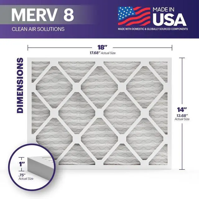 Alt view image 2 of 7 - TruFilter 14x18x1 Air Filter MERV 8 (6-Pack) - MADE IN USA Dust & Pet Defense Electrostatic Pleated Air Conditioner HVAC AC Furnace Filters for Dust, Pet, Mold, Pollen MPR 600 700 & FPR 5