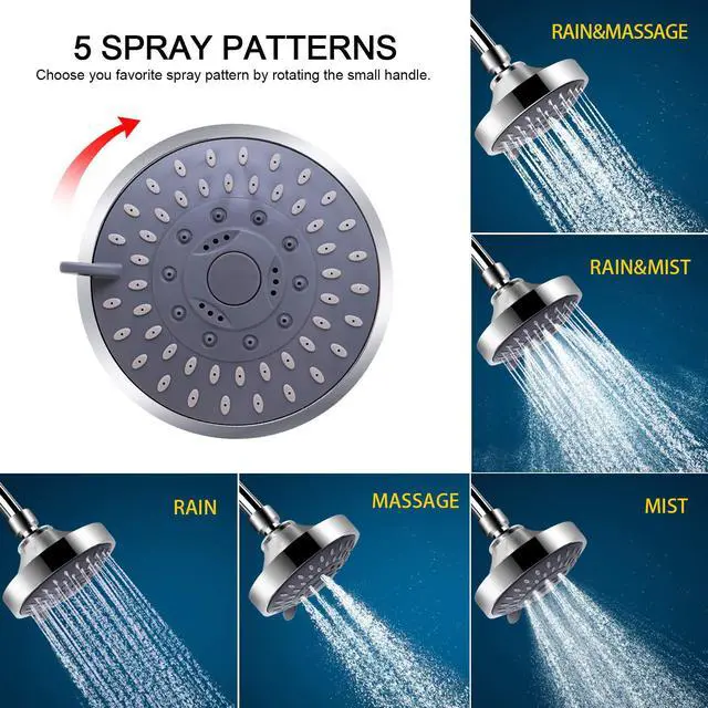 Alt view image 4 of 6 - Shower Head with Shower Filter, Filtered Shower Head for Hard Water | High Pressure, Anti-clog Nozzles, 5 Spray Showerhead, 15 Stage Water Softener Filters, Remove Chlorine and Harmful Substances