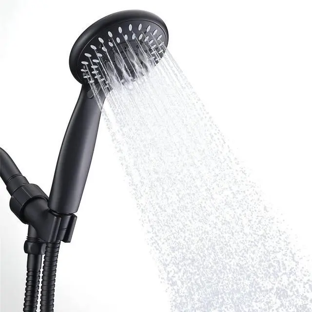 Main image of Handheld Shower Head High Pressure 5-Settings with Hose, Matte Black | Powerful Water Spray, Against Low Pressure Water Flow, 59 Inch Stainless Hose, Adjustable Mount