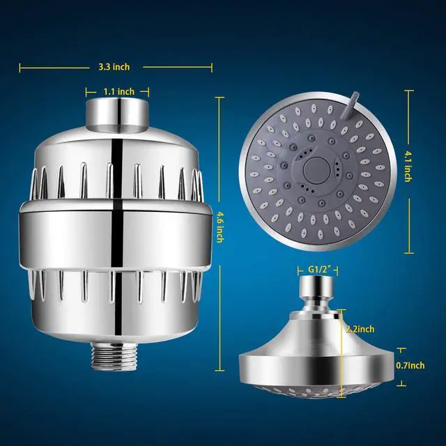 Alt view image 5 of 6 - Shower Head with Shower Filter, Filtered Shower Head for Hard Water | High Pressure, Anti-clog Nozzles, 5 Spray Showerhead, 15 Stage Water Softener Filters, Remove Chlorine and Harmful Substances