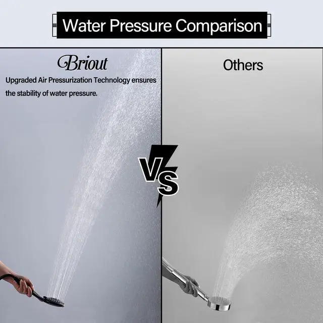 Alt view image 5 of 7 - Handheld Shower Head High Pressure 5-Settings with Hose, Matte Black | Powerful Water Spray, Against Low Pressure Water Flow, 59 Inch Stainless Hose, Adjustable Mount