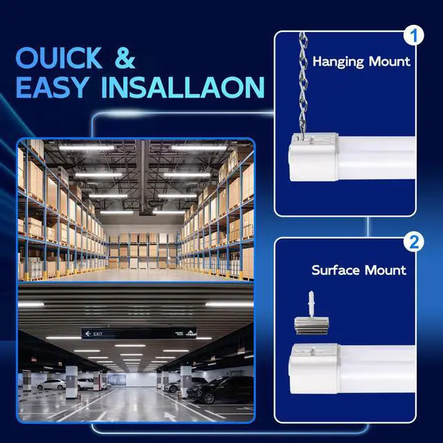 Alt view image 4 of 7 - 4FT Linkable LED Shop Light for Garage,4400LM,5000K Daylight | 42W Utility Linkable Shop Light Fixture LED Workbench Shop Light with Plug, Hanging or Surface Mount,White - ETL,2 Pack