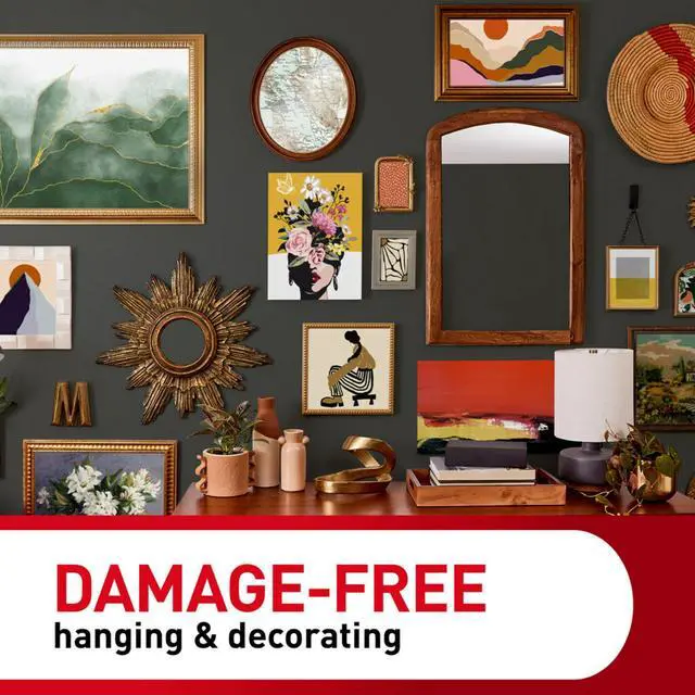 Alt view image 6 of 7 - XL Heavyweight Picture Hanging Strips, 20 lb Capacity, 32 Pairs (64 Strips), White Adhesive, Damage-Free Wall Hangers for Home Decor