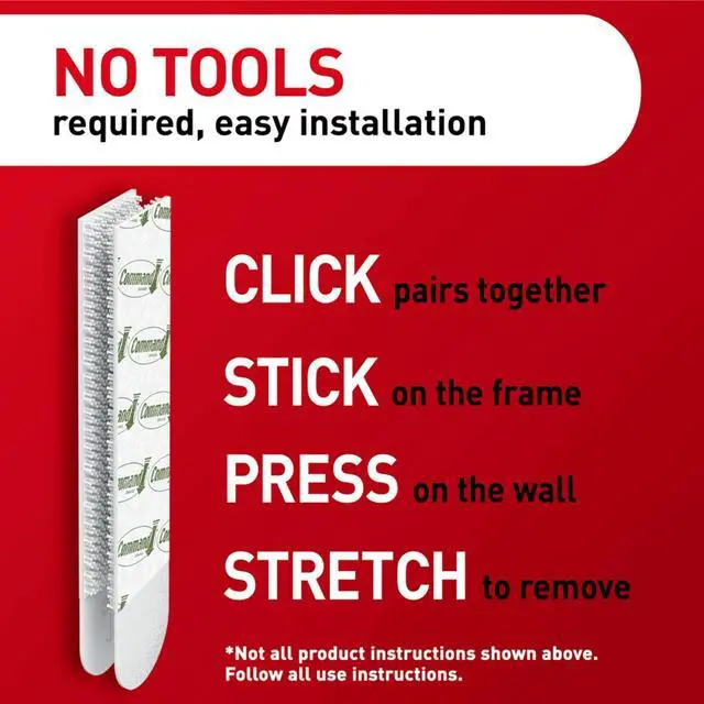 Alt view image 7 of 7 - XL Heavyweight Picture Hanging Strips, 20 lb Capacity, 32 Pairs (64 Strips), White Adhesive, Damage-Free Wall Hangers for Home Decor