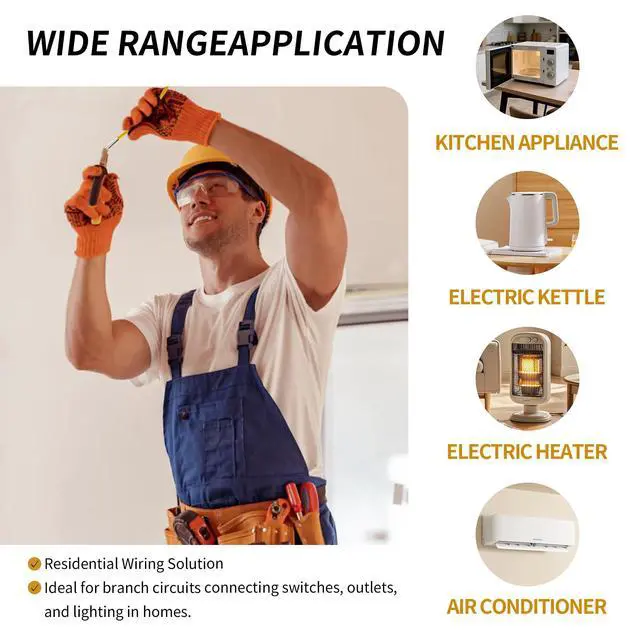Alt view image 4 of 7 - 12/2 NM-B Cable 50 FT, UL Listed 12 Gauge Indoor Wire with Ground | Solid Bare Copper, No CCA, Durable Yellow NM-B Jacket, Easy to Strip, for Residential Dry Locations, 600V Rated