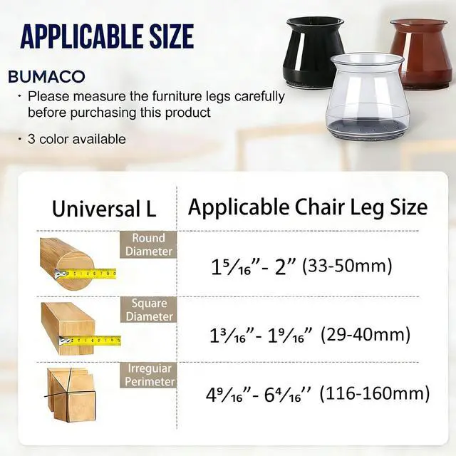 Alt view image 2 of 7 - 40Pcs Chair Leg Floor Protectors for Hardwood Floors Anti-Scratch | Silicone Furniture Cups Reduce Noise Felt Pads Covers to Protect Floors Easy to Remove Universal L Clear Fit (1-5/16" to 2")