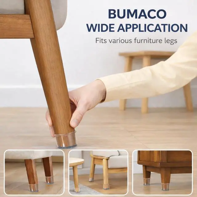 Alt view image 4 of 7 - 40Pcs Chair Leg Floor Protectors for Hardwood Floors Anti-Scratch | Silicone Furniture Cups Reduce Noise Felt Pads Covers to Protect Floors Easy to Remove Universal L Clear Fit (1-5/16" to 2")