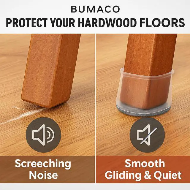 Alt view image 3 of 7 - 40Pcs Chair Leg Floor Protectors for Hardwood Floors Anti-Scratch | Silicone Furniture Cups Reduce Noise Felt Pads Covers to Protect Floors Easy to Remove Universal L Clear Fit (1-5/16" to 2")