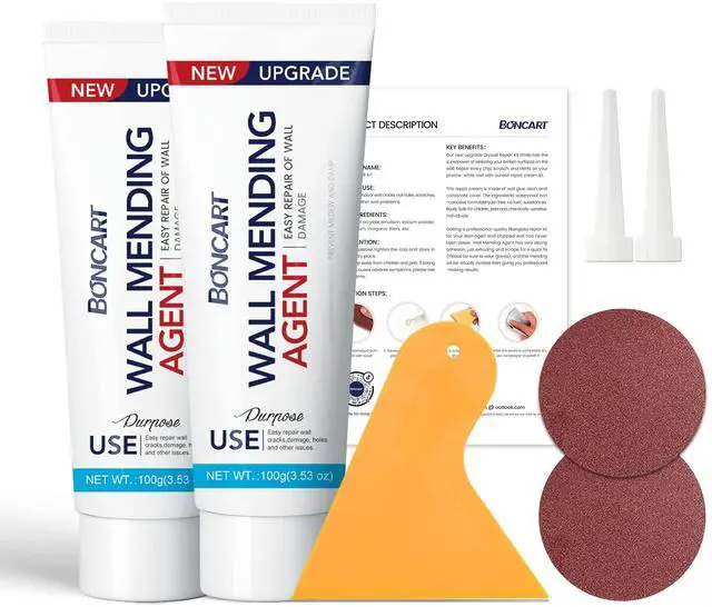 Main image of Drywall Repair Kit, 2-Pack Wall Mending Agent, Wall Spackle with Tools | Includes Scraper and Sandpaper. For Wall Surface Hole Fill, Quick And Easy Solution