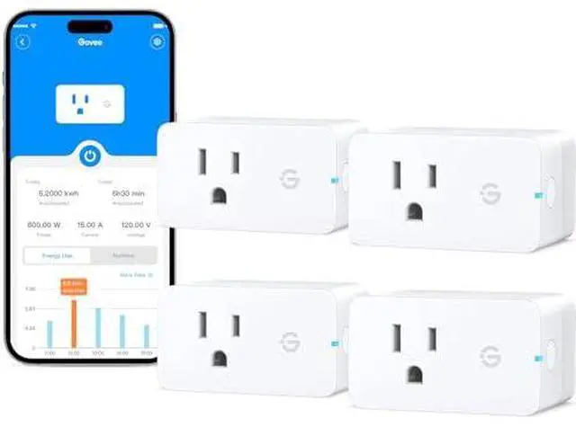 Alt view image 2 of 7 - Smart Plug with Energy Monitoring, WiFi Bluetooth Outlet, 4 Pack | 15A Smart Outlets Work with Alexa and Google Assistant, Timer & Group Controller, No Hub Required, ETL & FCC Certified