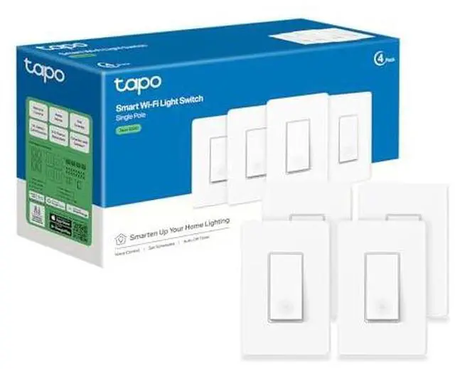 Alt view image 2 of 7 - TP-Link Smart Light Switch, Single Pole, Neutral Wire Required, 2.4GHz Wi-Fi Light Switch Compatible with Alexa and Google Home, UL Certified, No Hub Required, White, S500(4-Pack)