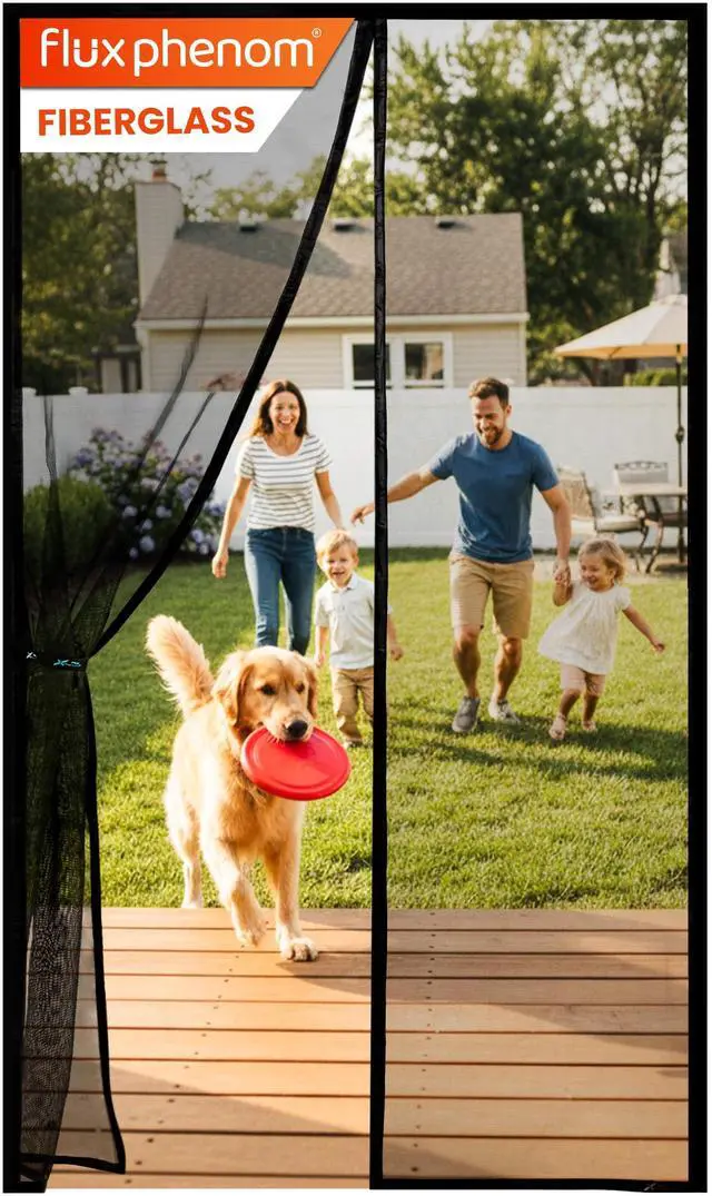 Main image of Heavy Duty Fiberglass Magnetic Screen Door 38 x 82 Inch - Bugs Out, Breeze in - 9min Install Auto-Sealing Double Stitched Mesh, 52 Magnets, Hands Free for Patio Doors, Pet & Kid Friendly