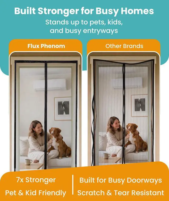 Alt view image 5 of 7 - Heavy Duty Fiberglass Magnetic Screen Door 38 x 82 Inch - Bugs Out, Breeze in - 9min Install Auto-Sealing Double Stitched Mesh, 52 Magnets, Hands Free for Patio Doors, Pet & Kid Friendly