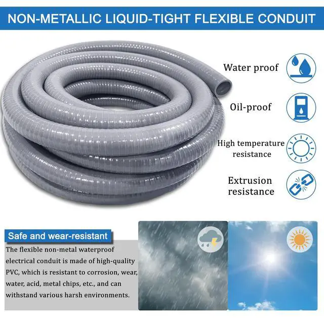 Alt view image 5 of 7 - Liquid-Tight Conduit and Connector Kit 1/2 Inch 25 Ft | Flexible Non Metallic Liquid Tight Electrical Conduit with 5 Straight 3 Angle Fittings,UL Certification,Electrical Conduit