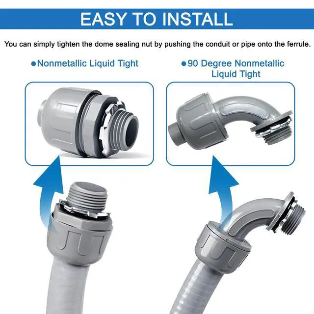 Alt view image 6 of 7 - Liquid-Tight Conduit and Connector Kit 1/2 Inch 25 Ft | Flexible Non Metallic Liquid Tight Electrical Conduit with 5 Straight 3 Angle Fittings,UL Certification,Electrical Conduit