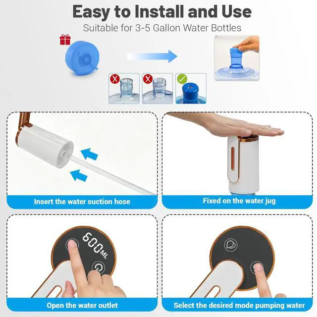 Alt view image 5 of 7 - 5 Gallon Water Dispenser,Portable USB Charging Water Bottle Pump | Water Jug Pump Water Dispenser for Home, Kitchen, Living Room, Office,Camping,Universal for 3-5 Gallon