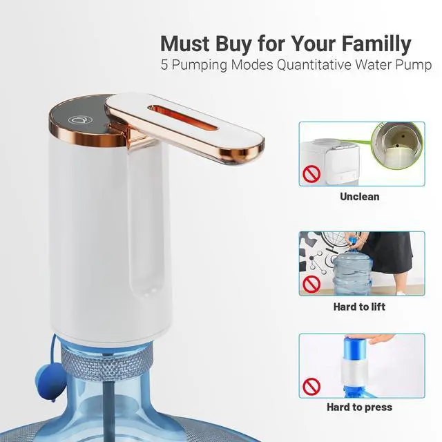 Alt view image 6 of 7 - 5 Gallon Water Dispenser,Portable USB Charging Water Bottle Pump | Water Jug Pump Water Dispenser for Home, Kitchen, Living Room, Office,Camping,Universal for 3-5 Gallon