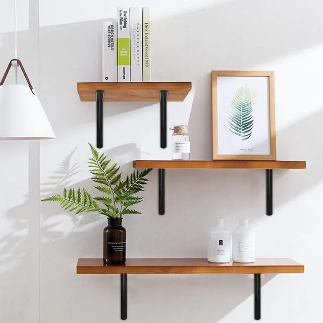 Alt view image 6 of 7 - 12 Pack L12 x H 8" Black Heavy Duty Shelf Brackets with Screws Metal Shelf Brackets Shelf Support Angle Brackets for Shelves L Brackets Heavy Duty Floating Shelf DIY