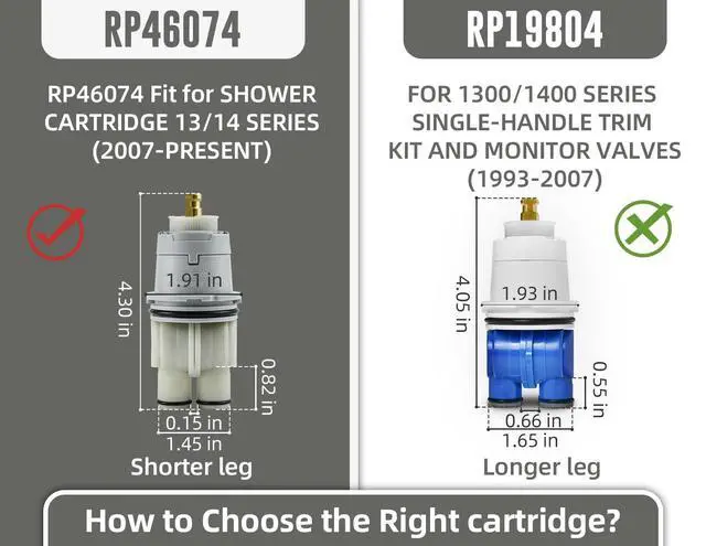 Alt view image 7 of 7 - RP46074 Compatible with Delta 13/14 Series Bath Tub Shower Faucet Single Handle Universal MultiChoice Rough-in Valve Monitor Cartridge Repair Assembly Plumbing Parts