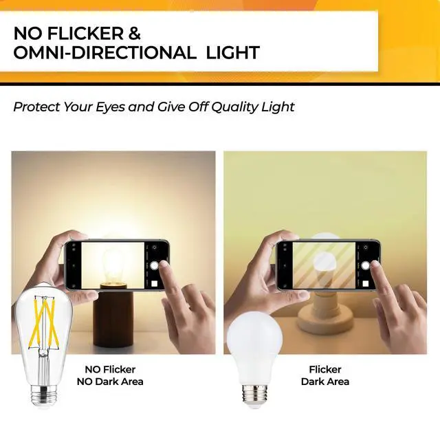 Alt view image 4 of 6 - Edison Bulbs Dimmable, E26 LED Bulb 60 Watt Soft White, 12 Pack | 95+ CRI, 700LM, UL Listed, Soft White 3000K, 6W LED Light Bulbs, Vintage Light Bulbs, Glass Clear Light Bulbs