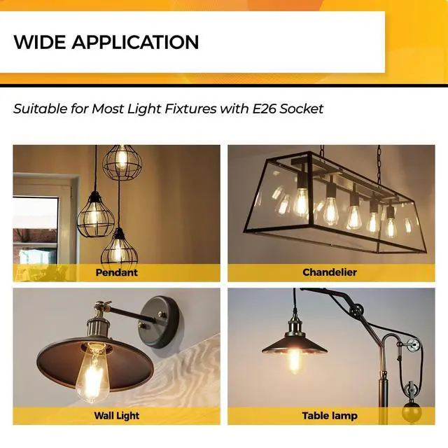 Alt view image 6 of 6 - Edison Bulbs Dimmable, E26 LED Bulb 60 Watt Soft White, 12 Pack | 95+ CRI, 700LM, UL Listed, Soft White 3000K, 6W LED Light Bulbs, Vintage Light Bulbs, Glass Clear Light Bulbs