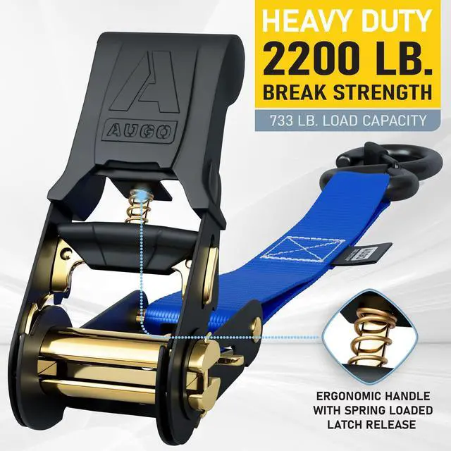 Alt view image 6 of 7 - Ratchet Straps Heavy Duty 4 Pack -15 FT - 2200 LB Break Strength with Safety Lock S Hooks - Cargo Straps for Moving, Appliances, Motorcycle Soft Loop Tie Down Straps